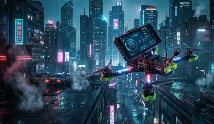 Drone flying in a city with Android-supplied GPS